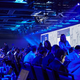 Site of the Build keynote. There are lots of blue lights and...fog?